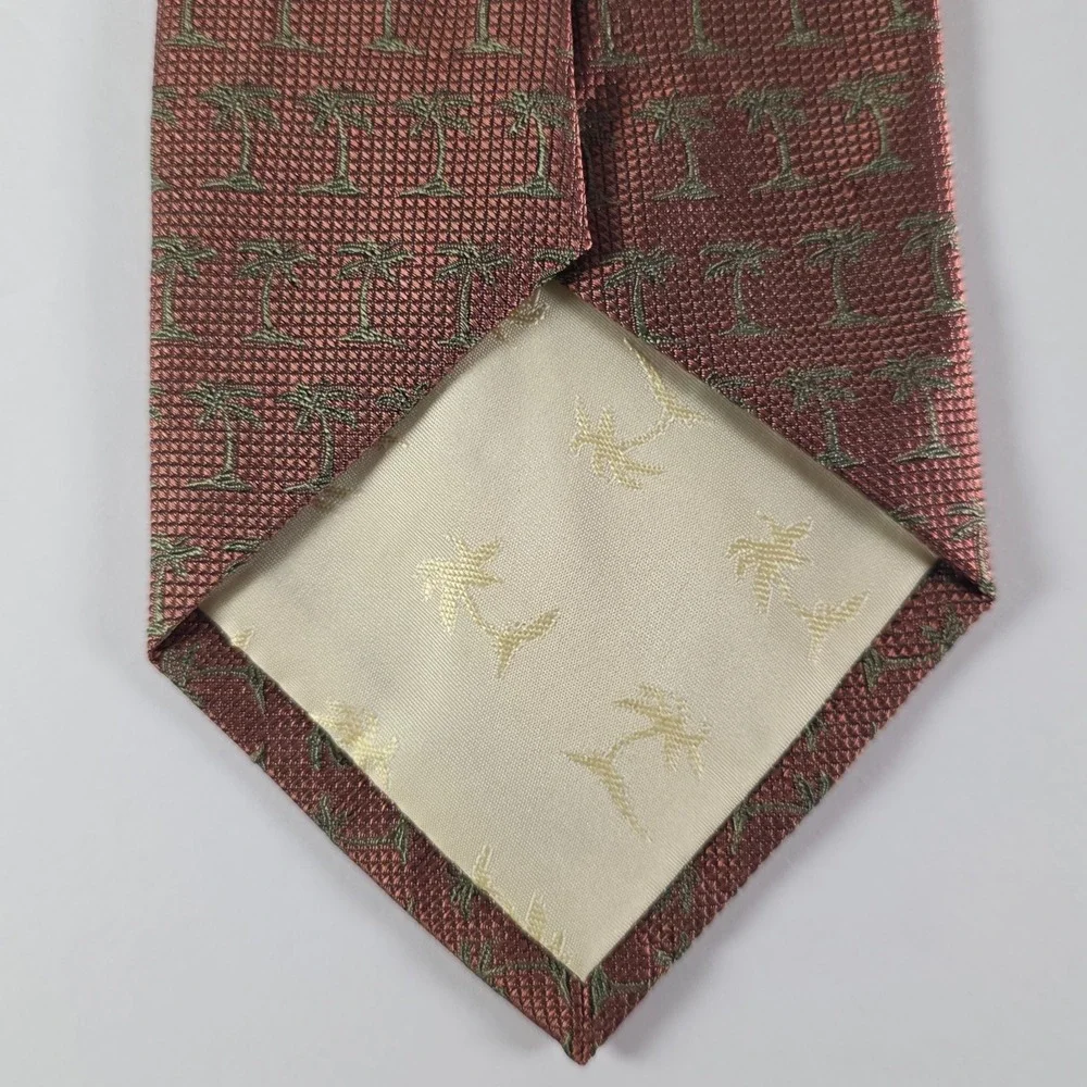 Tommy Bahama Silk Tie Brown‎ Green Palm Tree Tropical Island Wide Necktie